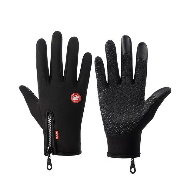 南极人 秋冬季保暖防寒加绒防滑登山运动防风可触屏 薄绒 手套 男款
