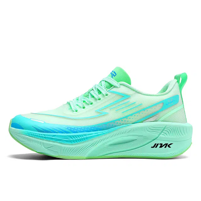 金莱克 舒适潮流减震防滑透气 低帮 尼龙碳板 马拉松跑步鞋 男女同款 冰翠绿