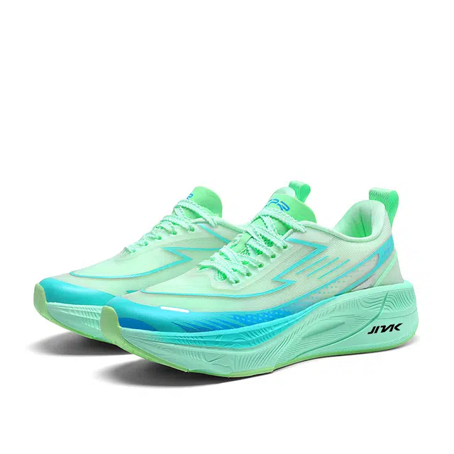 金莱克 舒适潮流减震防滑透气 低帮 尼龙碳板 马拉松跑步鞋 男女同款 冰翠绿