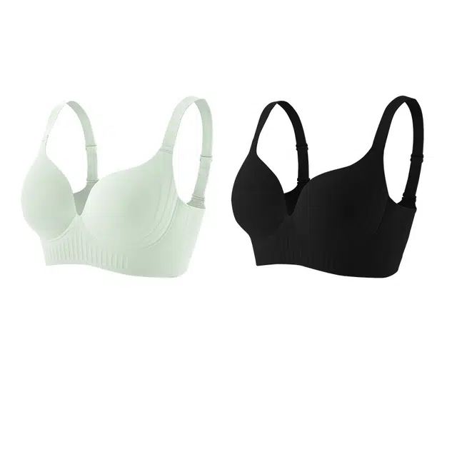 新世家族 简约无痕薄款收副乳聚拢无钢圈舒适透气一片式文胸 女款 组合装