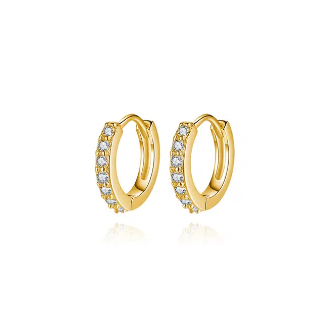 饰伴 素圈时尚耳骨圈 超闪几何时尚轻奢气质简约 锆石 耳环 女款