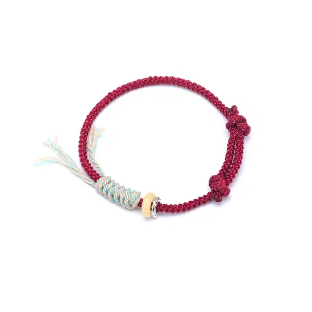 聆听花开 新中式新国风平安扣红色手绳编织 国潮民族风复古本命年小众学生一对个性 绳 手链 男女同款情侣款