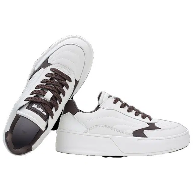 百伦韩 牛剖层革 通勤百搭 舒适潮流个性     复古 防滑 低帮 板鞋 男款 白色