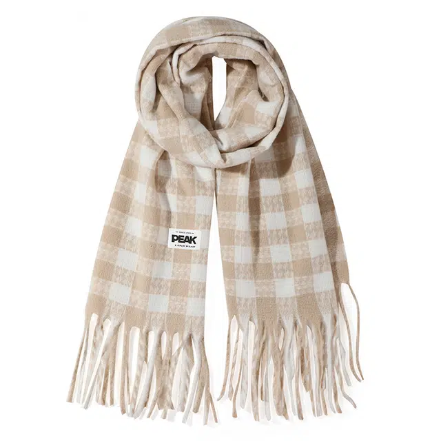 匹克 千鸟格  高级感氛围感穿搭小香风保暖防风防寒加厚套装 绒线围巾 女款