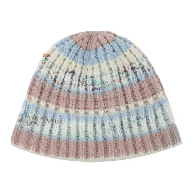 浪莎 彩色条纹针织帽 时尚百搭保暖防寒护耳大头围遮脸素颜毛线水桶帽 混纺 绒线帽 男女同款情侣款