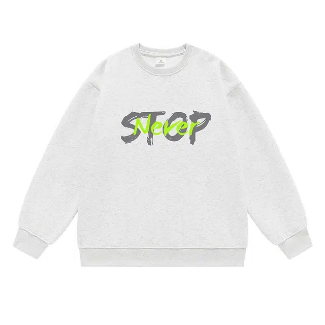 莫代尔 舒适亲肤潮流字母印花时尚潮牌圆领长袖可外穿打底衣 男女同款