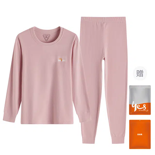 宜而爽 少女羊绒蛋白双面磨绒温暖细腻柔软高弹蓄热保暖套装 女款