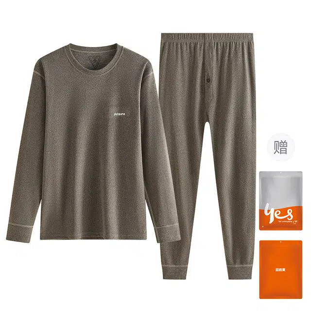 宜而爽 青少年双面绒柔软贴身温暖细腻保暖套装 男款