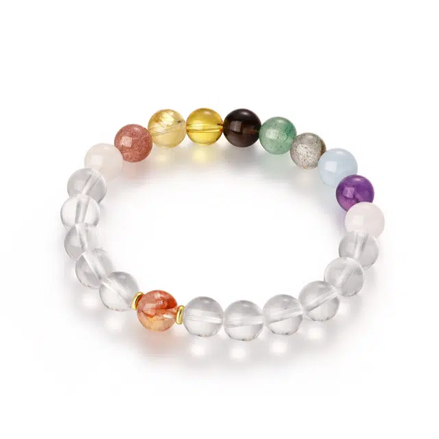 【金榜题名】 金六福吉祥 彩虹多宝珠 新中式国潮七彩小众简约大气经典百搭高级感幸运上岸转运珠#好运 水晶 手串 男女同款情侣款