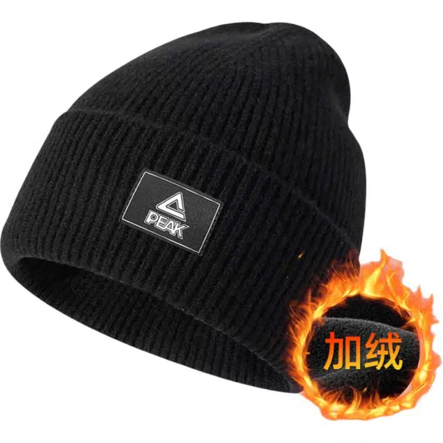 匹克 舒适保暖加绒针织 户外骑行包头护耳防寒防风 聚酯纤维 绒线帽 男女同款情侣款