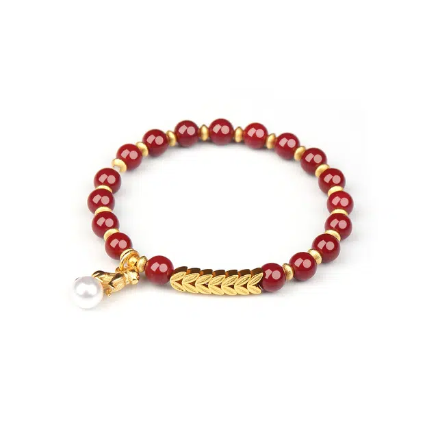 谧月珠宝 麦穗招财狮 新中式国潮复古鸿运当头 福气满满中国风轻奢精致典雅显白 朱砂 手串 男女同款情侣款