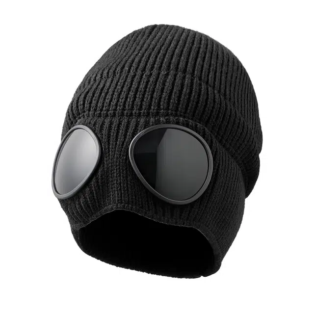 南极人 飞行员墨镜加绒针织帽秋冬季保暖潮流百搭护耳冷帽 加厚 绒线帽 男女同款情侣款