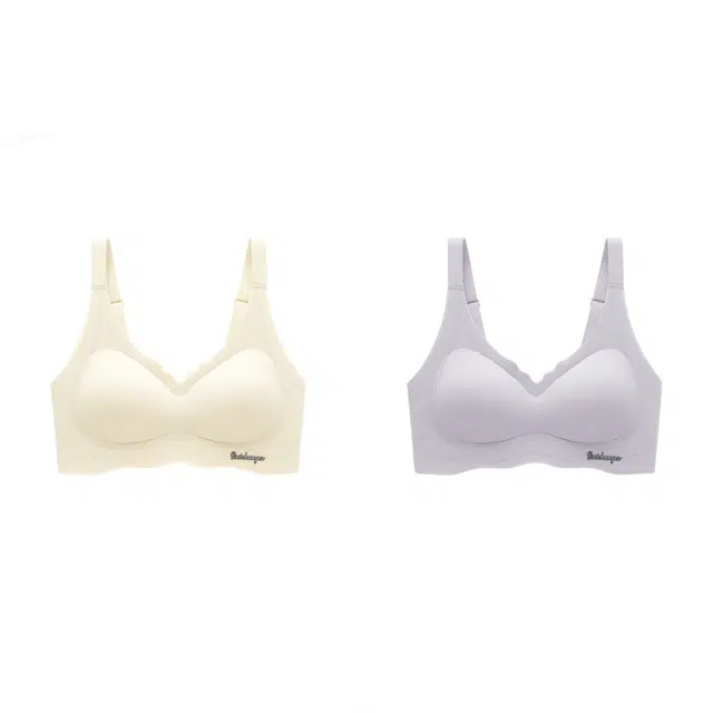 新世家族 无痕运动内衣薄款大胸显小无钢圈聚拢收副乳防下垂美背简约文胸 女款 组合装