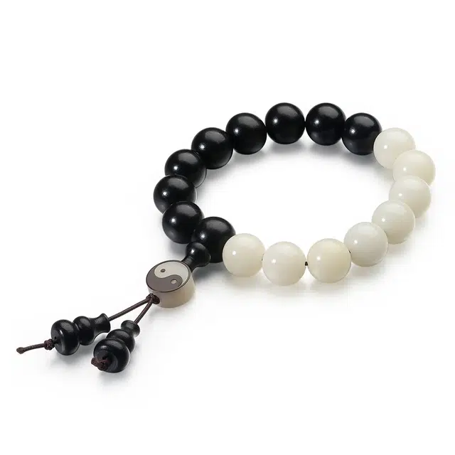 周帝王 新中式太极八卦国潮复古经典黑白高级款 菩提根 手串 男女同款情侣款