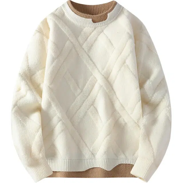 北极绒 加绒加厚休闲毛衣长袖针织衫保暖上装 男款