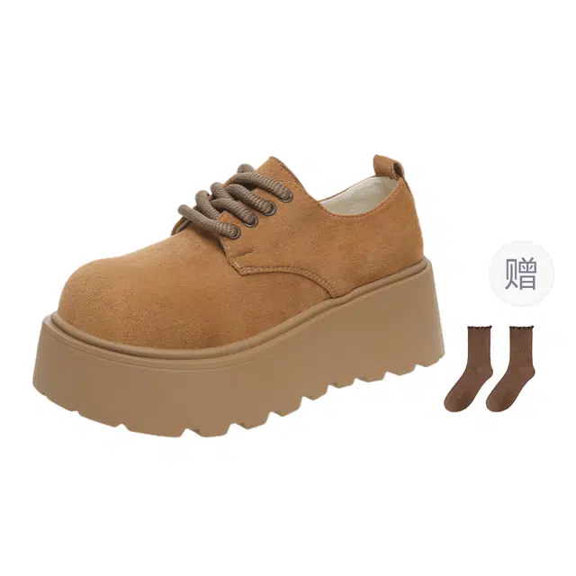 小鹿米利 超纤皮 厚底勃肯加绒加厚 防滑耐磨增高保暖 低帮 生活休闲鞋 女款