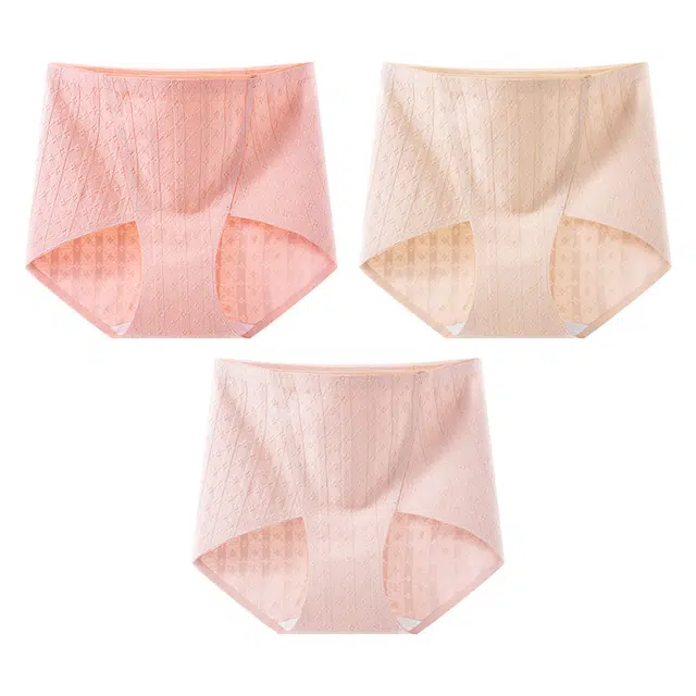 二三二三 印花无痕舒适纯色透气可爱青春感高腰收腹抗菌无痕三角裤内裤 女款