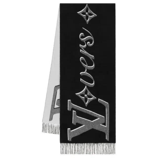 Louis Vuitton Tassel Wool Scarf Black