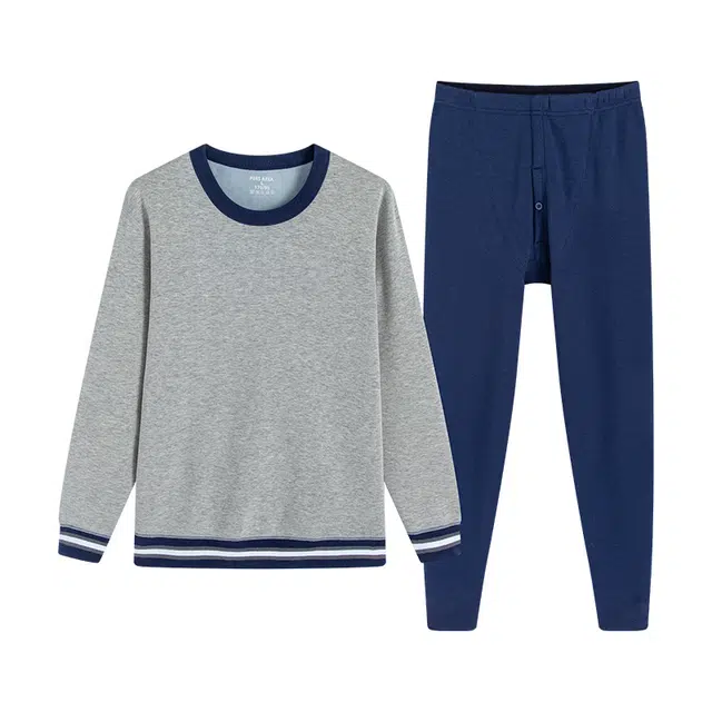 贴身领域 加厚加绒打底毛衫保暖套装 男款