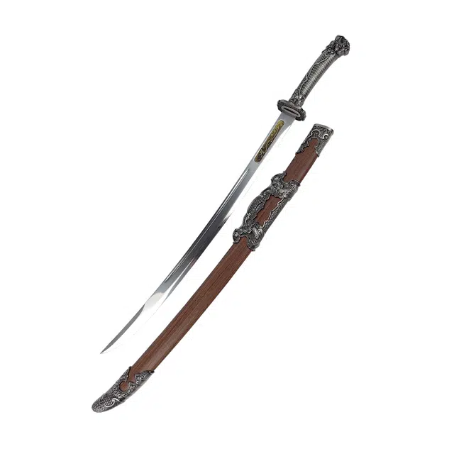 天子剑 盘龙雁翎刀 龙泉刀剑合金装高锰钢一体长刀 冷兵器收藏未开刃 成品模型