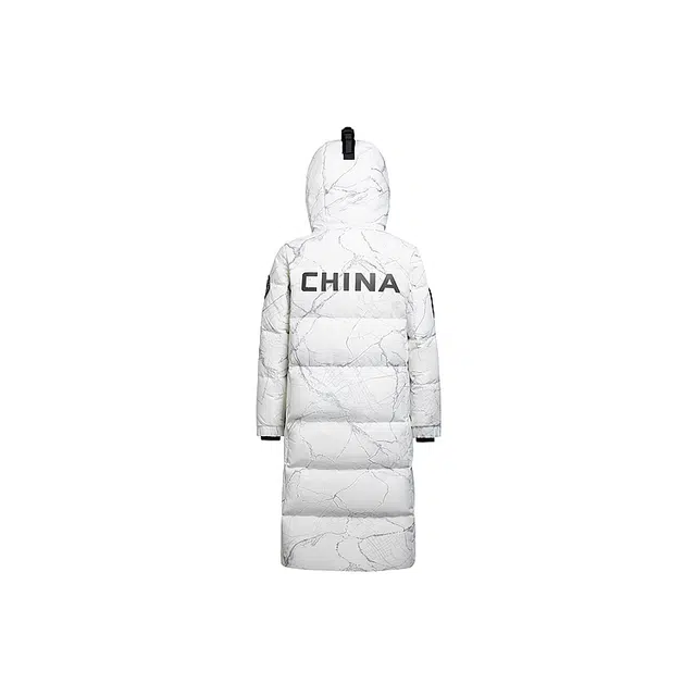 波司登 经典极寒系列尔滨系列 地图印花工装大口袋双头拉链纯色印花加厚连帽长款羽绒服 男女同款 冰城白