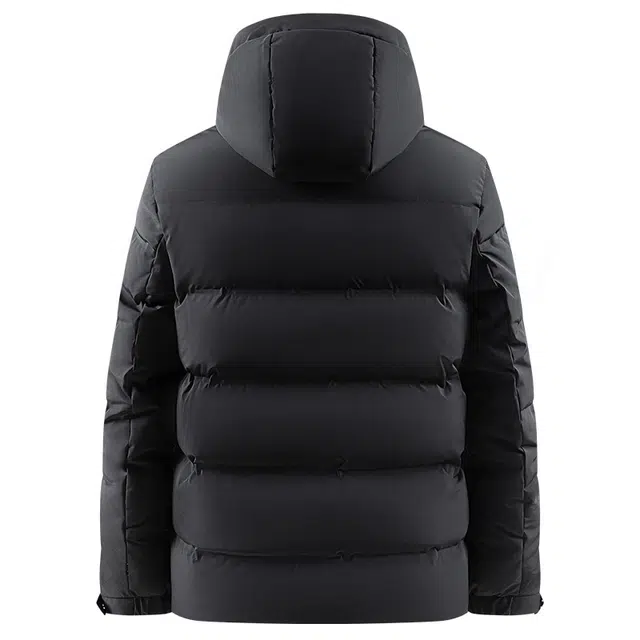 雅鹿 极寒系列 商务休闲纯色时尚中老年爸爸加厚连帽防风保暖面包服羽绒服 男款