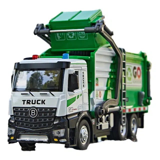 驰誉车玩 电动城市环卫车 电动升降车架 仿真车模 收藏摆件 亮灯响声 合金车模 成品模型