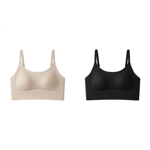 新世家族 磨毛无痕美背无钢圈聚拢背心式收副乳防下垂保暖文胸 女款 组合装