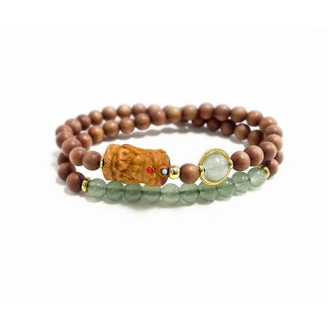 【财源滚滚】 琉堇 国风招财纳福度母文玩佛珠链 时来运转双圈叠戴盘玩串珠 新年生日送礼礼盒装#好运 芭比檀香 手串 男女同款情侣款