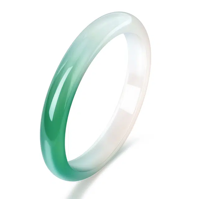 中国黄金 央创时尚 半山水玉镯 新中式国潮 小众设计感 复古 古风轻奢旗袍汉服玉镯子 玉髓 手镯 女款 礼物礼盒 女生女友节日