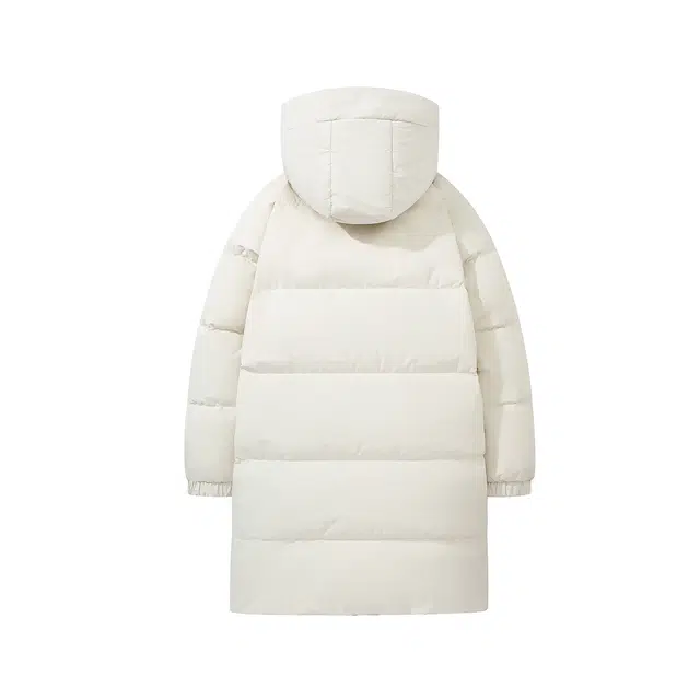 快鱼 美式高街复古个性百搭潮流休闲户外通勤纯色品牌宽松加厚保暖无性别主义穿搭连帽长款羽绒服 男女同款 白色