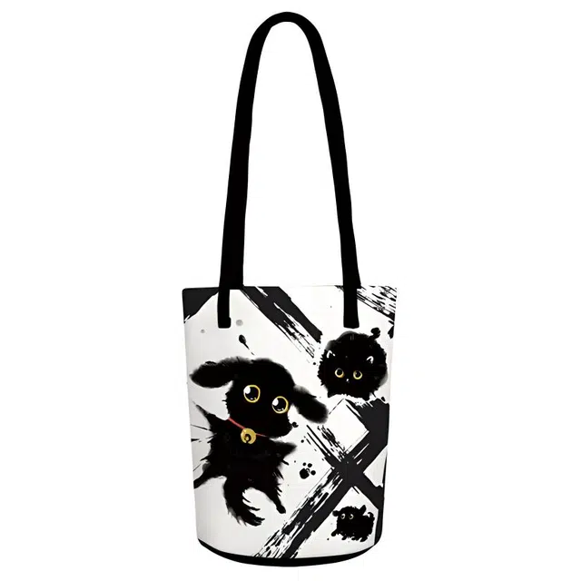 奥松 家用家居秋冬上班通勤百搭 绒面科技布 单肩包 男女同款情侣款 墨汁小狗