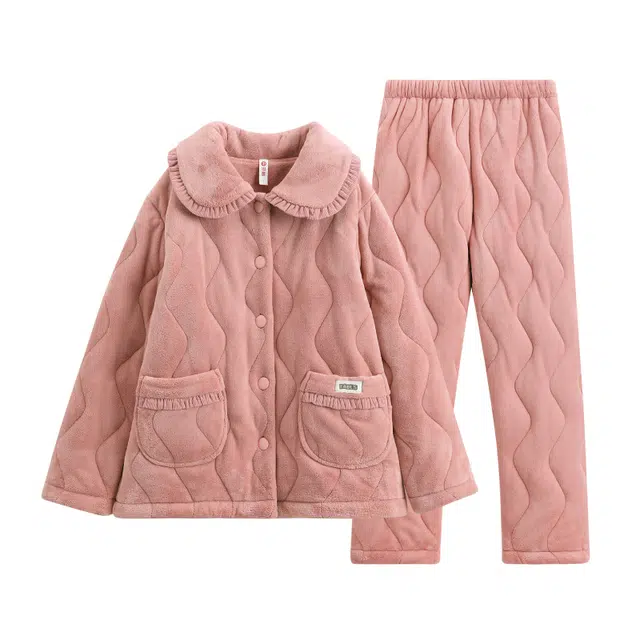 芬腾 加厚舒适简约长袖长裤家居服睡衣套装 女款