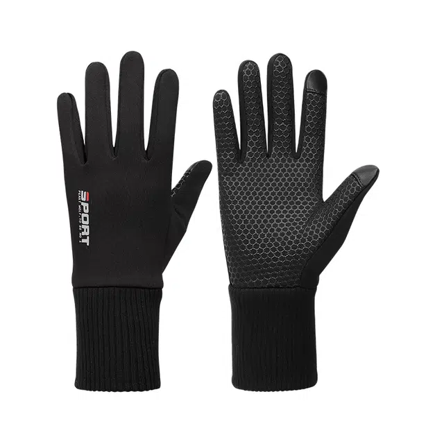 南极人 冬季加绒可触屏防滑防泼水户外登山运动骑车开车防风加长护腕 聚酯纤维 手套 男款