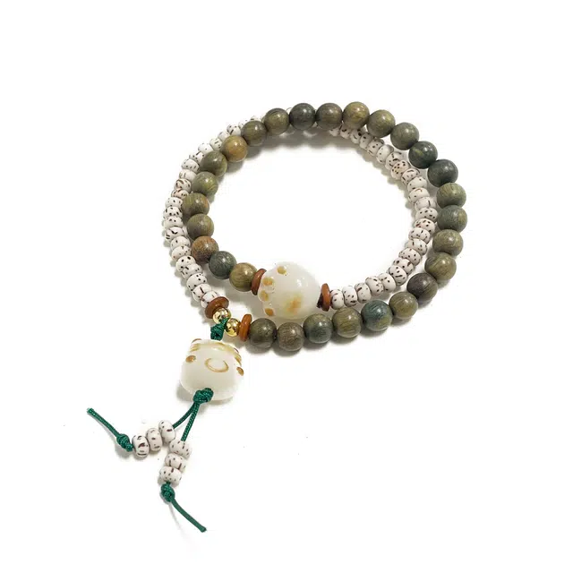 【过手留香】 琉堇 招财纳福文玩佛珠 新中式双全叠戴炭烧猫咪盘玩手饰 新年送礼礼盒装事业有成#好运 绿檀 手串 男女同款情侣款