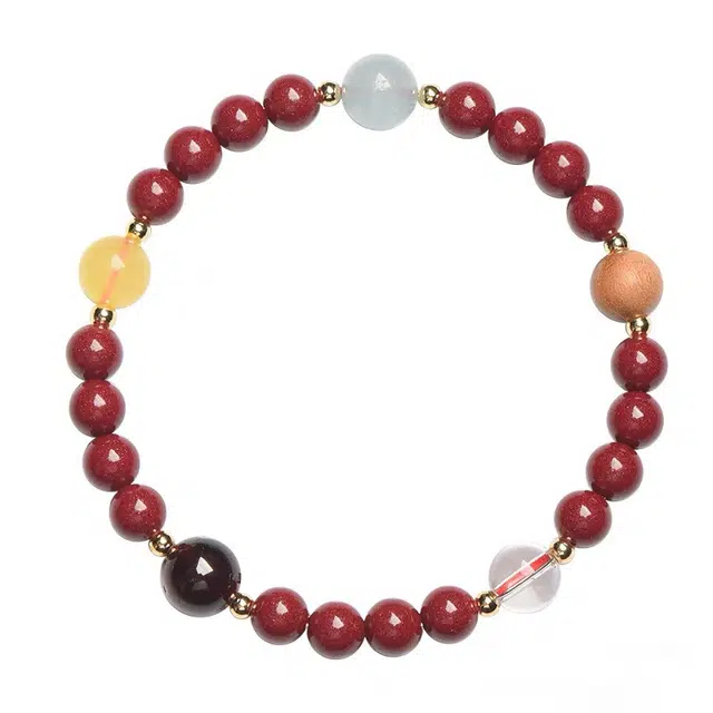 阡陌 五行串珠链 新中式国风串珠 保佑安康万事顺遂 好运满满 朱砂 手串 男女同款情侣款