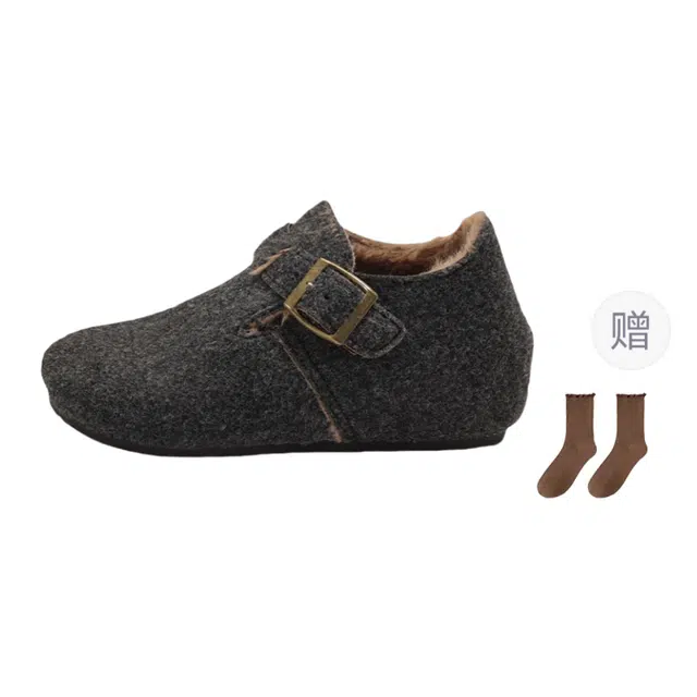 小鹿米利 法式复古晚晚风勃肯包头加绒内增高豆豆鞋子 防滑耐磨增高保暖 低帮 生活休闲鞋 女款