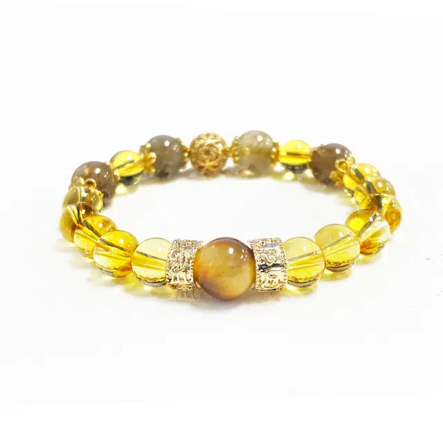 九隆古 小霸王招财纳福转运 国潮金发晶小众设计气质文玩盘玩佛珠串珠 #好运 水晶 手串 男女同款情侣款