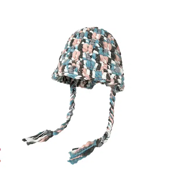 【暖冬力荐】 浪莎 多巴胺彩色民族风针织帽子女生秋冬季名族分大头围甜美渔夫帽保暖护耳绒线帽 涤纶 绒线帽 女款