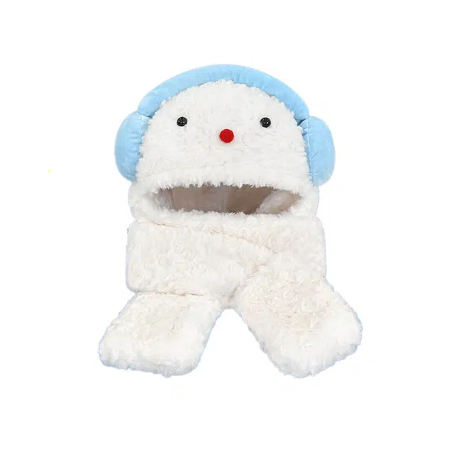 【暖冬力荐】 浪莎 可爱红鼻子小雪人羊羔绒帽子女生学生冬季围巾手套加厚保暖三件套绒线帽 涤纶 绒线帽 女款