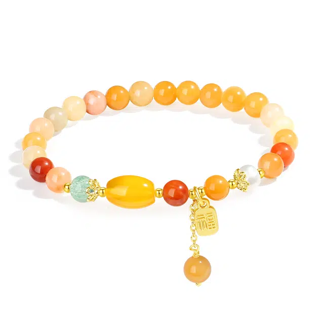 【普陀山官方已祝福】 普陀山文创 多宝多福彩色宝石糖果 好运福牌轻奢闺蜜礼 好运礼盒转运礼 金丝玉 手链 男女同款情侣款