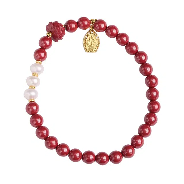 布达拉宫 多圈精准桃花蛇年貔貅六字真言转运珠念珠爱情甜蜜 朱砂 手串 男女同款情侣款