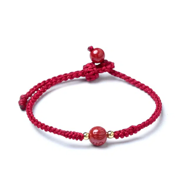 东海世家 国潮新中式国风潮男潮女原创设计红绳招财转运化太岁防小人#好运气质时尚文艺小众高级感 朱砂 玉石手链 男女同款情侣款