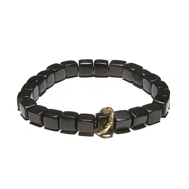 鶄鲤 复古檀香手持单圈跑环文玩念珠单圈转运文玩闺蜜藏式 黑檀 木作手串 男女同款情侣款