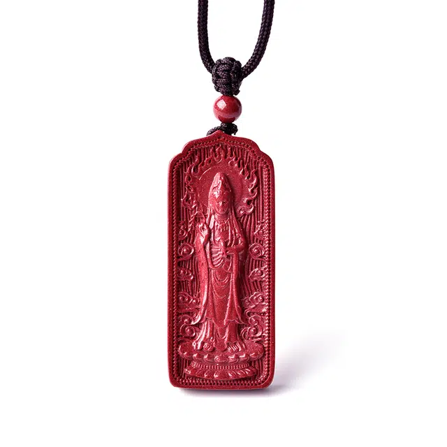 灵菲 高含量观音 平安转运复古新中式 男友生日送礼#好运 再造辰砂朱砂 吊坠 男款