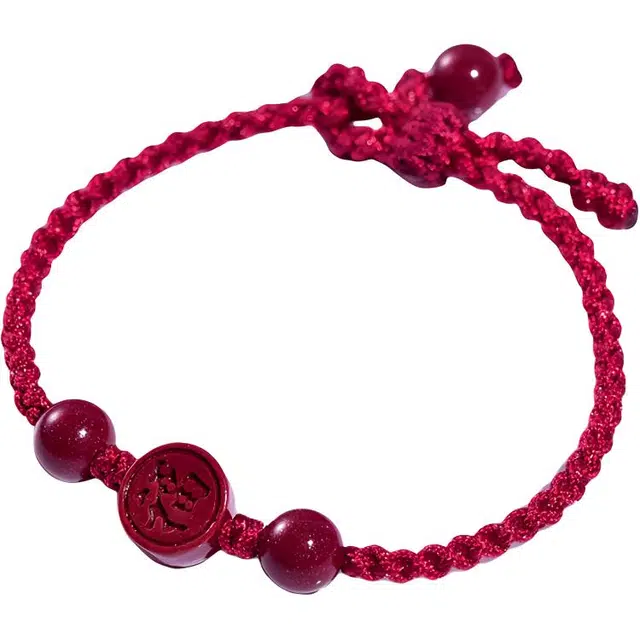 东海世家 国潮新中式国风原创设计福牌红绳招财转运化太岁防小人#好运气质时尚文艺小众高级感 朱砂 手链 男女同款情侣款