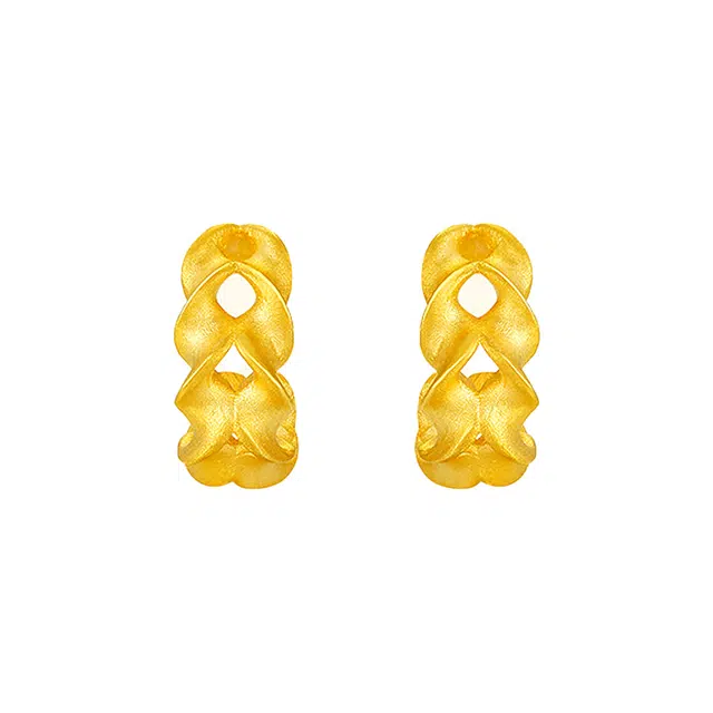 中国珠宝 麦穗 简约设计感 百搭小巧精致日常 小众浪漫 时尚单品 森系小清新  通勤显气质 足金 按克计价 黄金耳环 女款