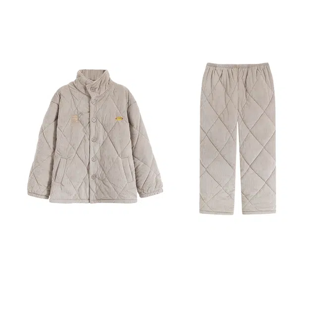 乐姿韵 休闲舒适柔软气质长袖睡衣套装 男女同款