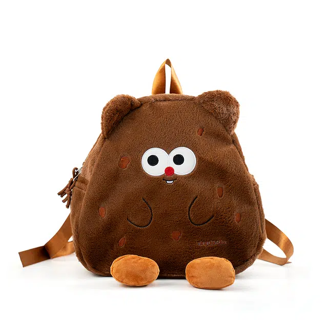 维尼奥 可爱毛绒维尼熊背包大容量甜美学生卡通书包 聚酯纤维 双肩包 女款 黄色