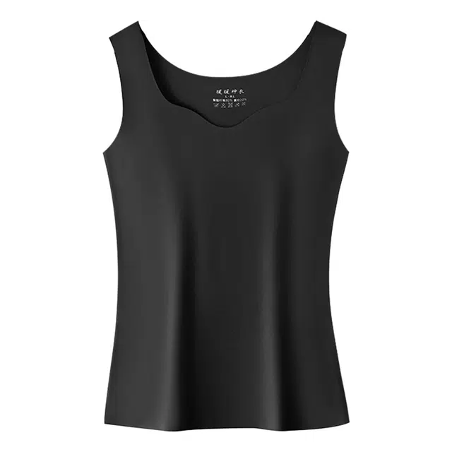 二三二三 无痕磨毛发热无袖内穿打底衫加厚保暖上装 女款 黑色